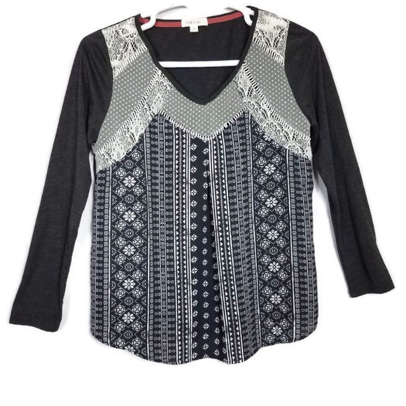 Taylor & Sage Tops - Taylor & Sage Grey Mixed Media Blouse Size XL